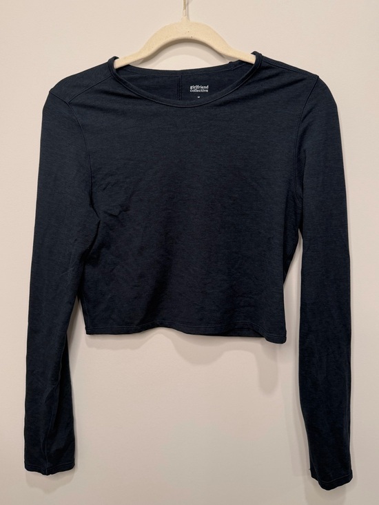 girlfriend collective Tops - Girlfriend Collective Navy Blue Long Sleeve Cropped Athletic Top Womens Size M